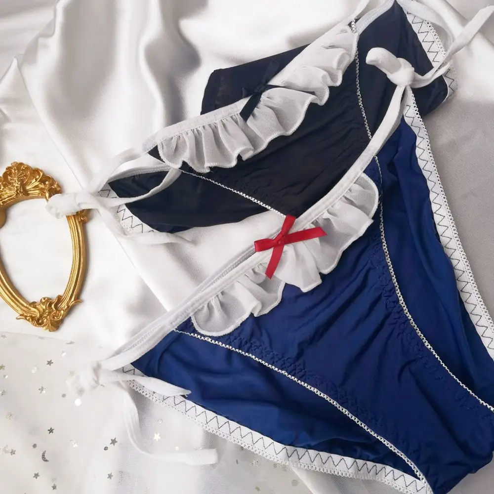 

Kawaii Female Ruffle Lace Bow Low-waist Bow Lolita Sexy Briefs Women Thong Bandage Panties