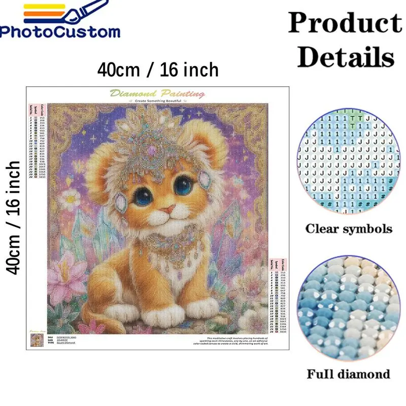 Фото PhotoCustom 5d алмазная живопись с вышивкой животных полный круглый/квадратный алмазный цветочный домик котенок для взрослых подарок №3