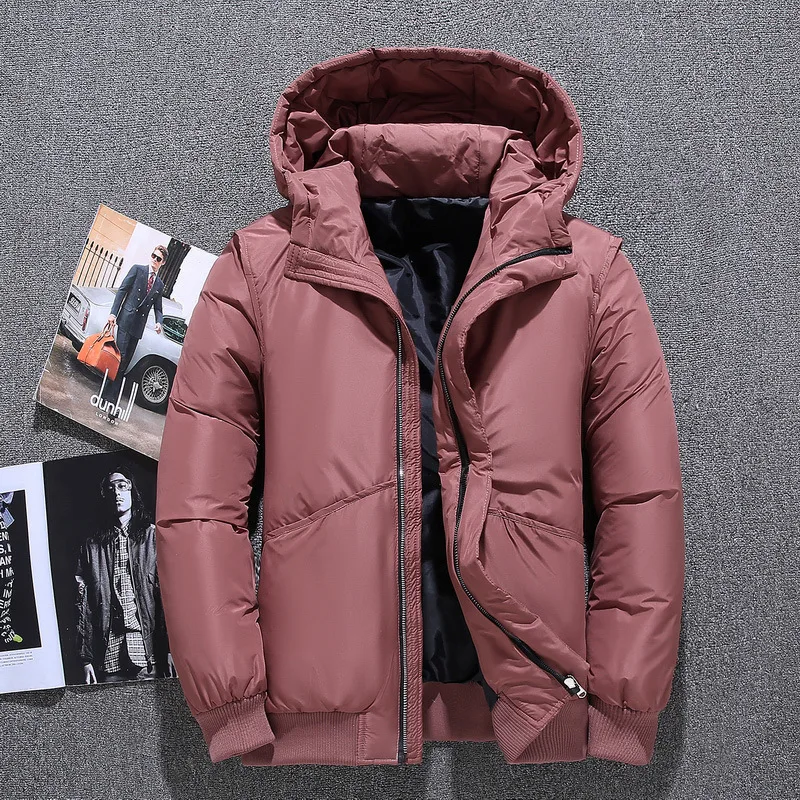 2022 short hooded down jacket winter youth Korean version slim casual men's thick coat warm tide