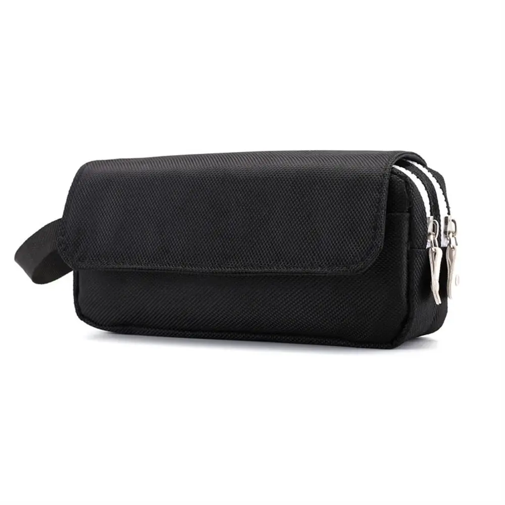 

Oxford Cloth Black Pencil Case Simplicity High Capacity Solid Color Pen Bag Double Layers Pencil Pouch Student Gifts
