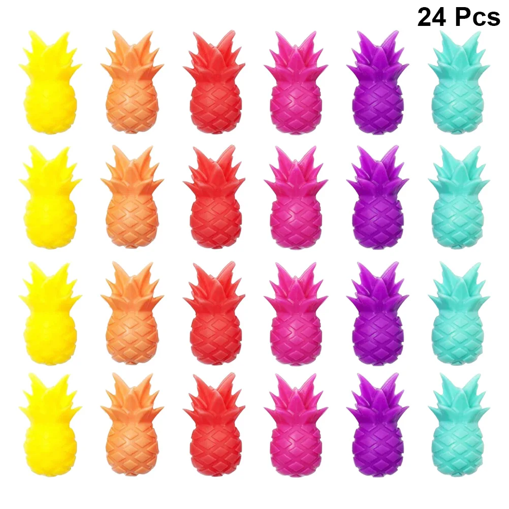 24pcs/12pcs Pineapple Shape Wine Glass Markers Silicone Wine Identifier Drinking Cup Sign (6 Colors)