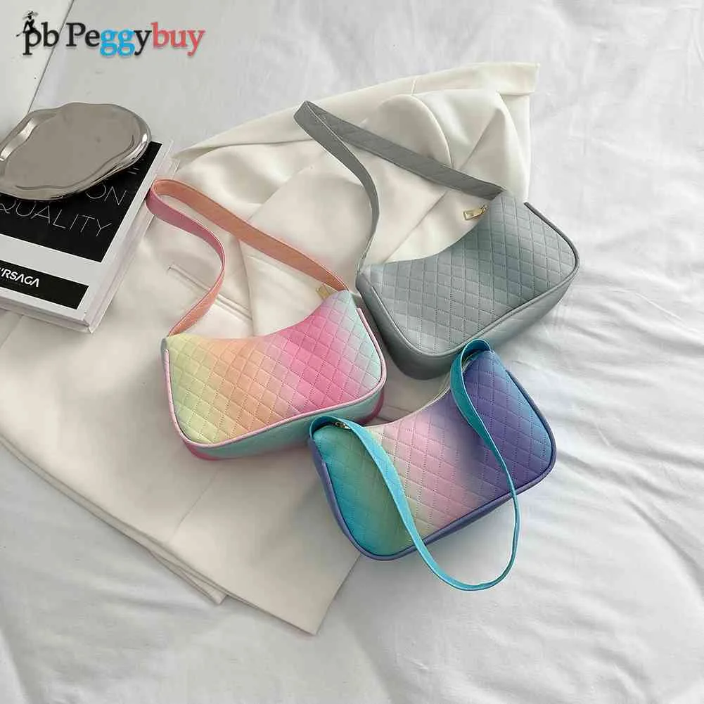 

Fashion Exquisite Shopping Bag Leisure Women Gradient Color Shoulder Bag PU Leather Handbag Shopping Purse for Women