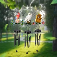 solar parrot led wind chimes light outdoor garden decorative hanging lamp angel owl parrot squirrel fairy led solar wind chime