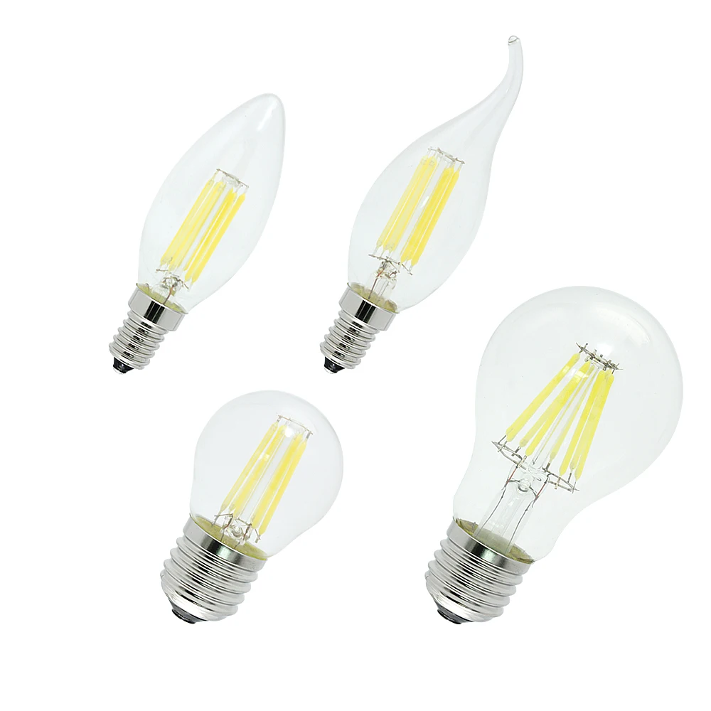 

Retro Edison E27 E14 LED Filament Light Bulb Dimmable C35 A60 G45 2W 4W 6W 8W AC 220V Glass Bulbs Vintage Chandelier Candle Lamp