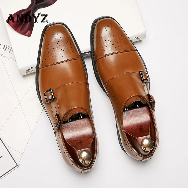 

Роскошные мужские туфли из натуральной кожи с ремешком, оптовая продажа, броги с пряжкой и принтом, классические туфли для офиса, бизнеса, св...
