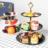 3 layers fruit plate plastic lace cake stand wedding party dessert table diy candy and snack storage tray mold salad bowl