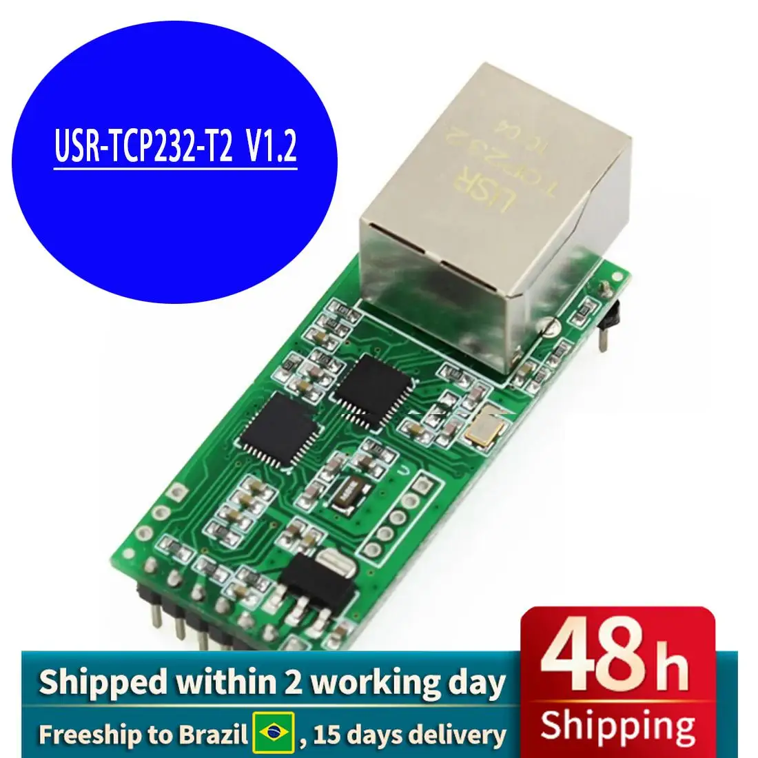 USR-TCP232-T2 V1.2 V1.1 Компактный модуль преобразователя последовательного интерфейса UART TTL в Ethernet с поддержкой протоколов DHCP и DNS.