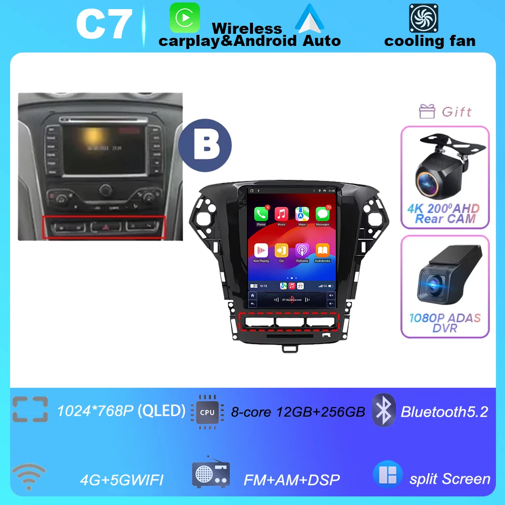 

Автомагнитола Android 16 для Ford Mondeo MK4 2011-2013 с Carplay, 8-ядерным процессором, IPS LED экраном, GPS-навигацией, DVD, 5G Wi-Fi и Bluetooth