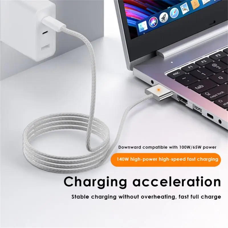 

PD140W Type-C Male to Magsafe3 Female Magnetic Charging Plug Adapter Charger Converter Cable For MacBook Air/Pro Notebook Laptop