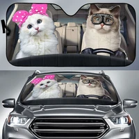 fashion cat driver prints car sun shade windshield set of 2 sunshade for car windshield uv sun car sunshade 2021