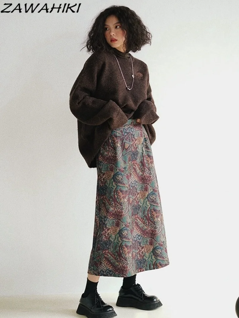 

Women's Print High Waisted Midi Skirt A-line Bodycon Long Pencil Skirt Y2K Streetwear E-girl 90s Fashion Aesthetic Clothes