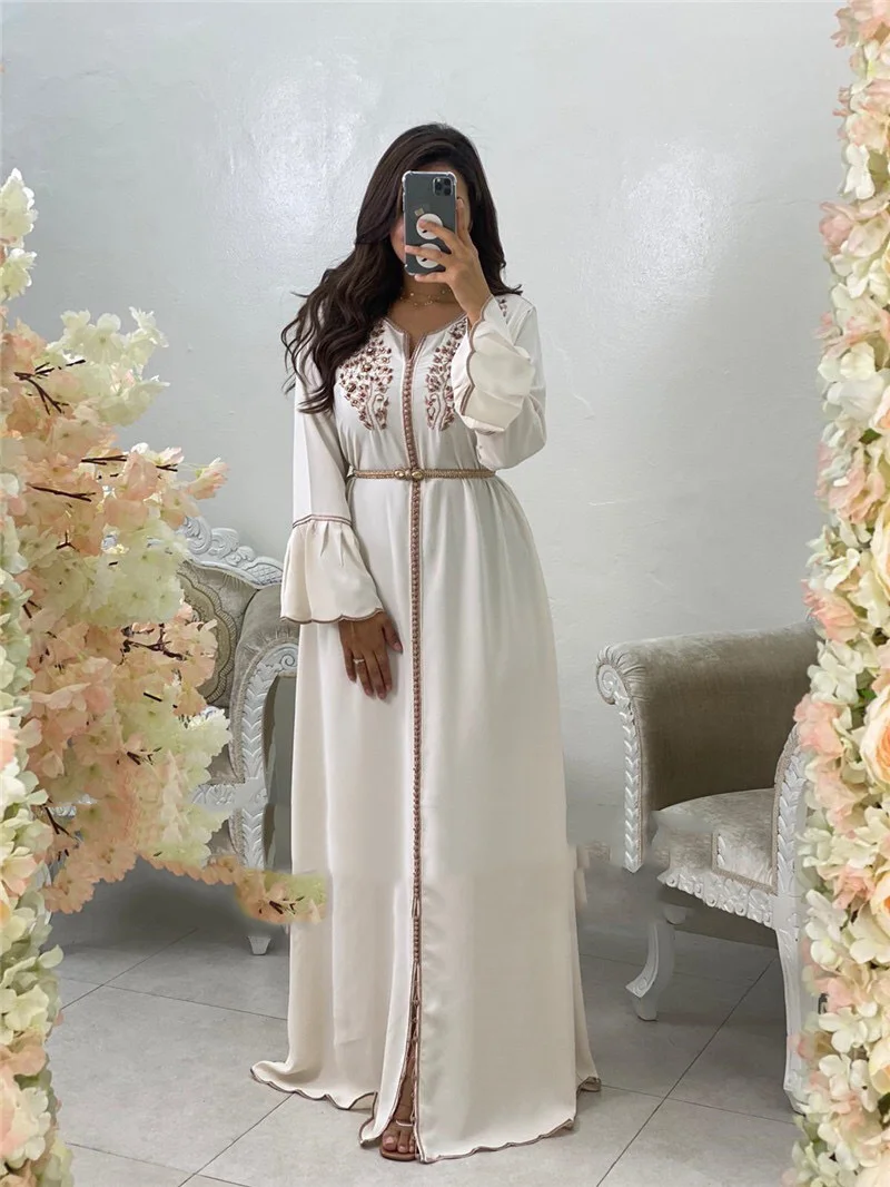 Muslim Women Prayer Dress Abaya Eid 2023 Ramadan Beading Maxi Long Dresses Islamic Musulman Moroccan Kaftan Vestdidos Turkey