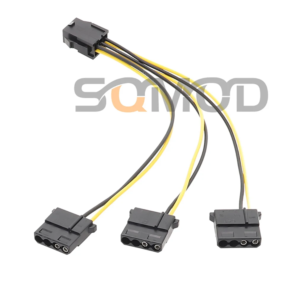 

Graphics video card GPU 6P female to 3x 4P IDE fan power supply cable 18AWG 20cm GPU 6pin to IDE 4Pin adapter cable