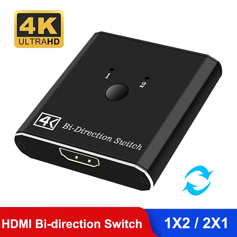 HDMI сплиттер 4K переключатель KVM двунаправленный 1x 2/2x1 HDMI переключатель 2 в 1 выход для PS4/3 ТВ приставки коммутатор адаптер