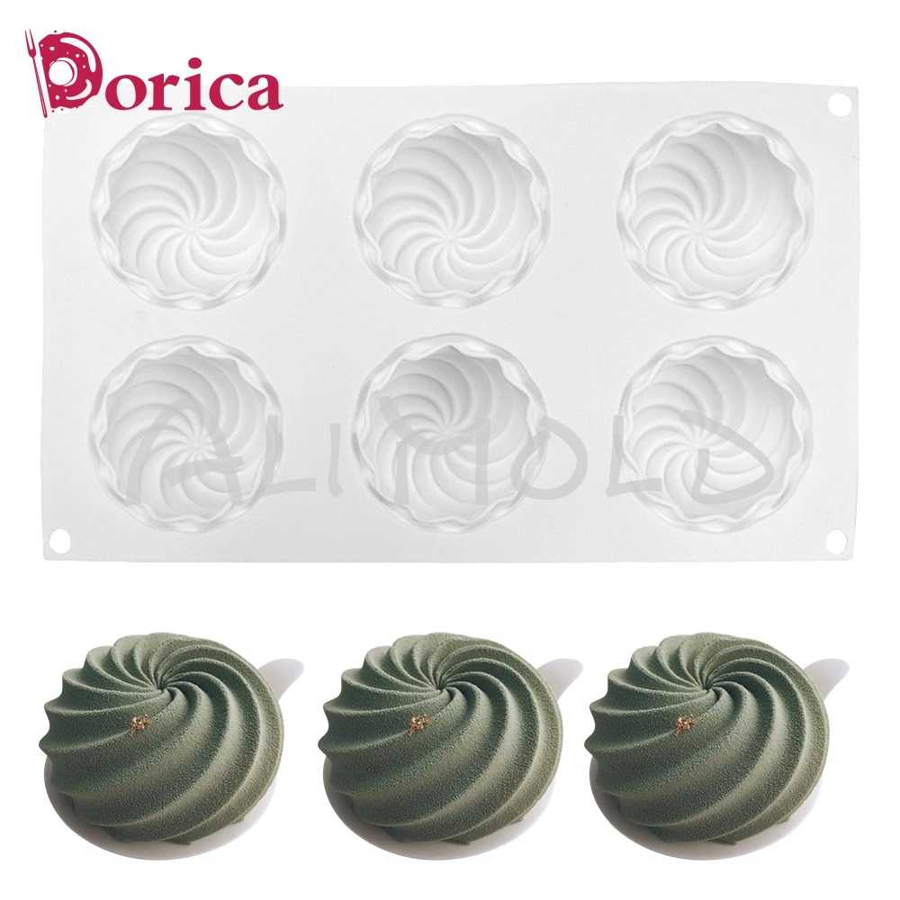 

Dorica 6 Holes Swirl Chocolate Silicone Mousse Cake Mold Fondant Soap Mould Cake Decorating Tools Kitchen Supplies Bakeware