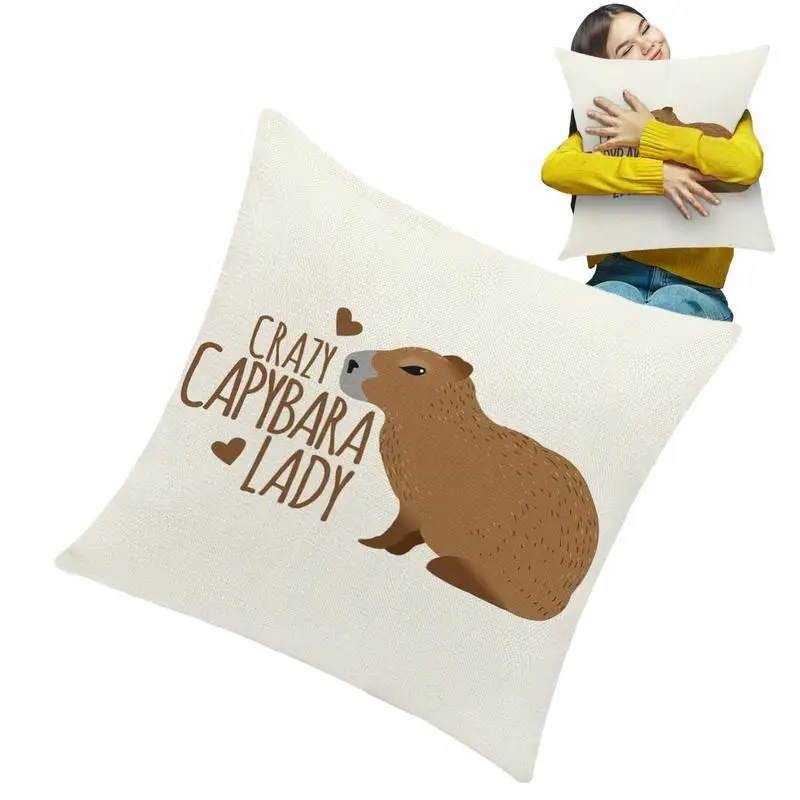 

Summer Pillow Cover Printed Cushion Cover Living Room Cushion Cover Decorative For Sofa Capybara Throw Pillowcase Green Printing