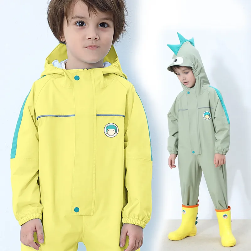 

90-130cm Raincoat For Children Boys Girls,Waterproof Rain Coat Jumpsuit Students Raingear Kids Poncho Playing Suit