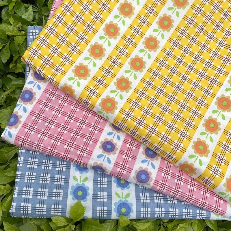 

Хлопковая ткань с принтом в японском и корейском пасторальном стиле, ткань с маленькими маргаритками, материал для шитья юбки «сделай сам»