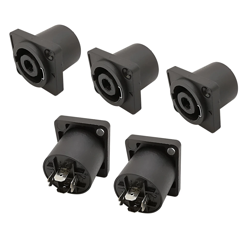 5 шт. черный 4-полюсный Speakon женский разъем для крепления на панель квадратный