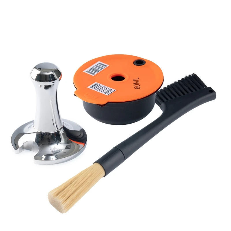 

Многоразовые кофейные капсулы с молотком для кофейного порошка, с двойной головкой, кофейная щетка, ложка из нержавеющей стали для машин