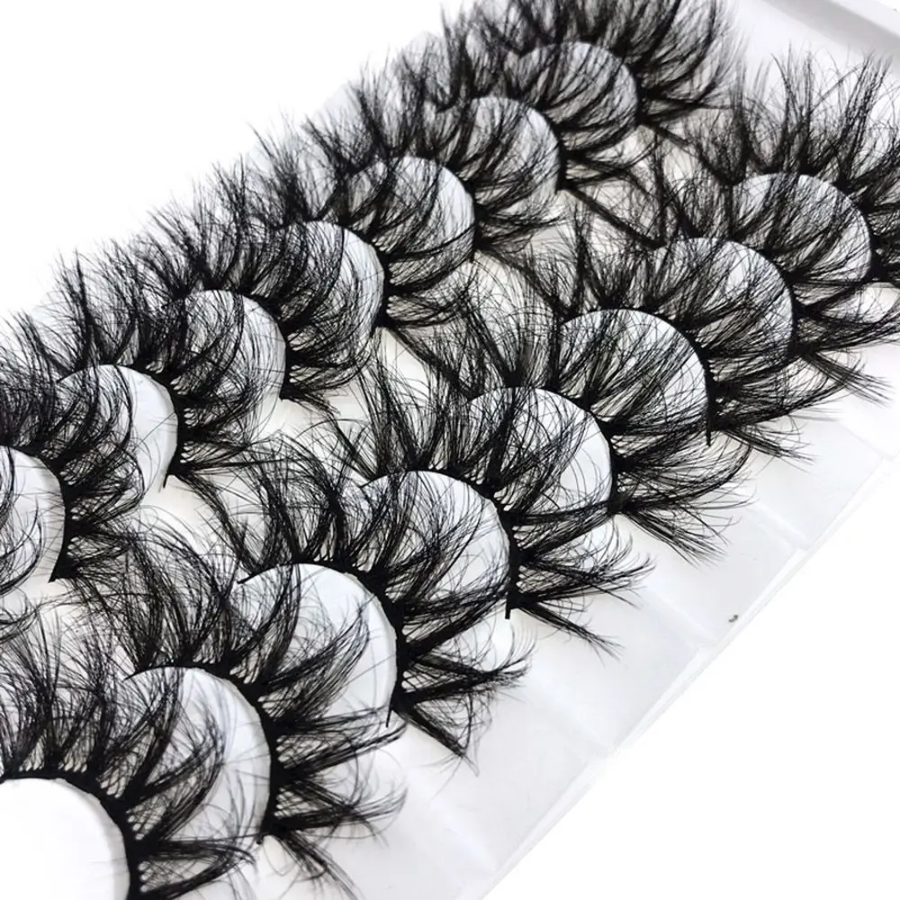 

8 Pairs 25mm 6D Mink False Eyelashes Glam Thick Wispy Fluffy Messy Long Lashes Extension Resuable Cruelty Free Eye Makeup Tools