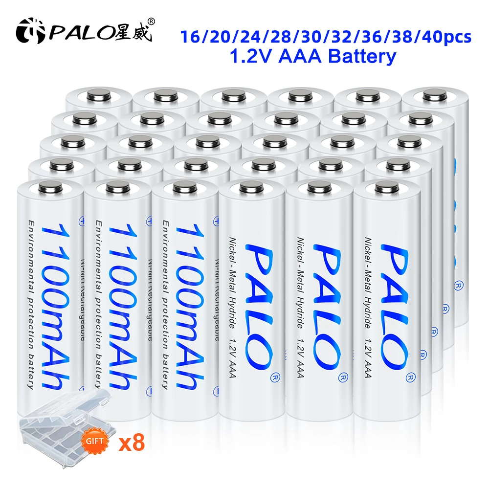 

PALO 16/20/24/28/30/32/36/40pcs 1.2v AAA Rechargeable Batteries 3A 1100mAh NI-MH AAA Rechargeable Battery for flashlight toys
