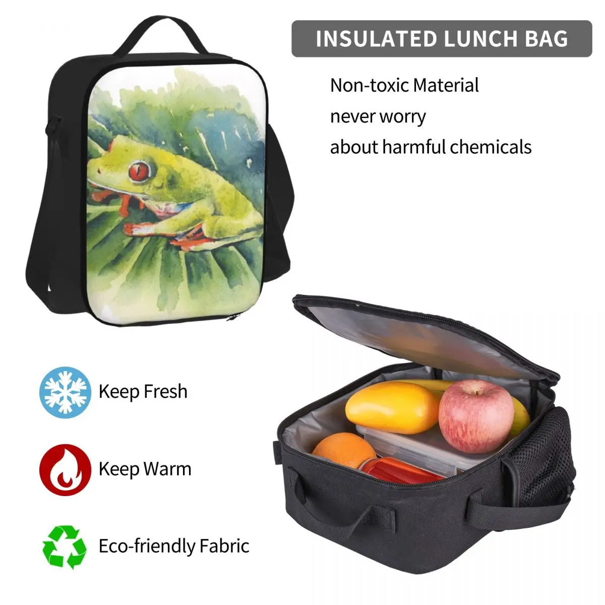 3 Pcs Frog Red-eyed Tree On Leaf Backpack Unique Knapsack for Teenagers Girls Boys Travel Bagpack Children School Bags |