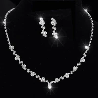 fashion women necklace earrings set alloy rhinestone wedding bridal lady dangle earring necklaces jewellery accessories