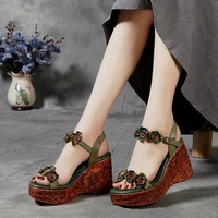 retro high heel sandals womens shoes buckle strap 2022 new springsummer wedge heel ladies thick sole comfort sandals