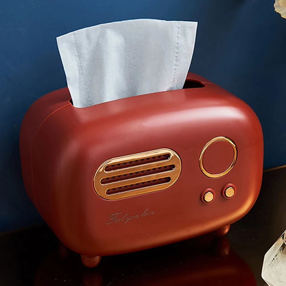 

Retro Radio Tissue Box Decoration Box Desktop Paper Holder Wet Wipes Decoration Box Case Home Remote Control Storage Box