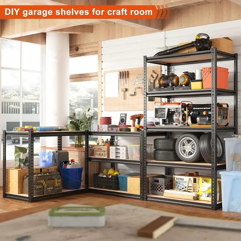 Гаражные полки 5 уровней для хранения сверхмощные регулируемые металлические