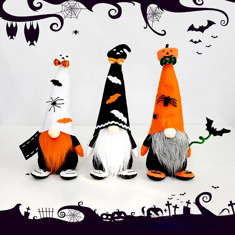 

New Halloween dwarf dolls ghost festival pumpkin spider bat halloween faceless dolls cute knick-knacks