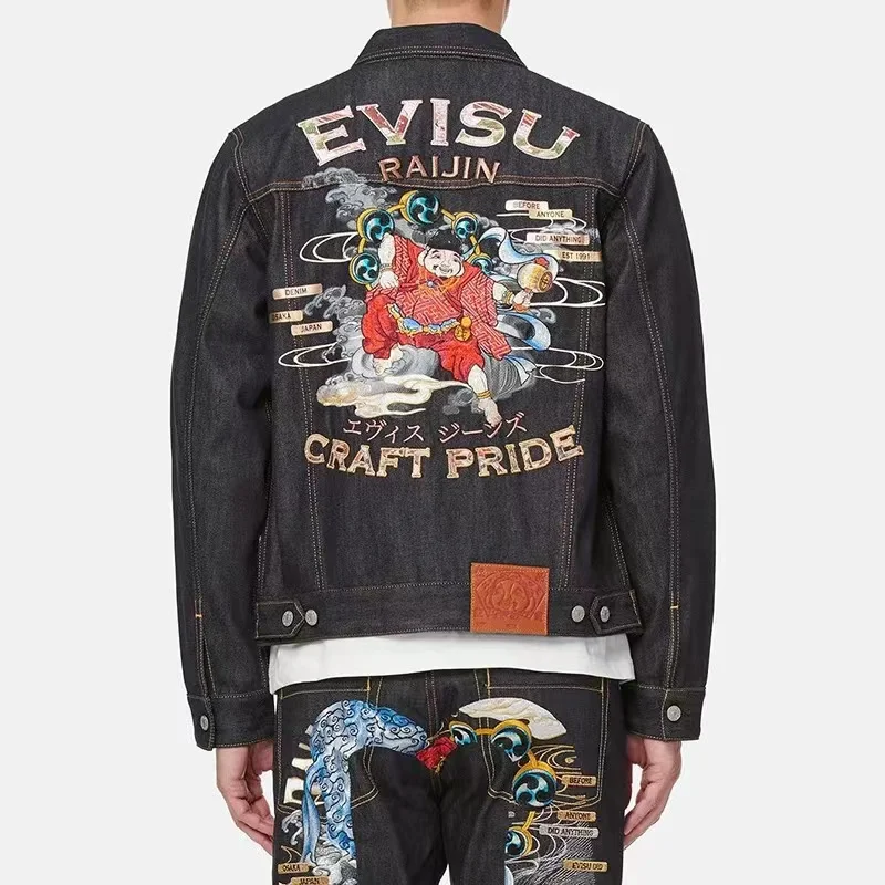 

Japanese Style Denim Jacket Men Vintage Jean Coats Streetwear Fashion Jean Jacket Men Turn Down Collar Denim Outerwear
