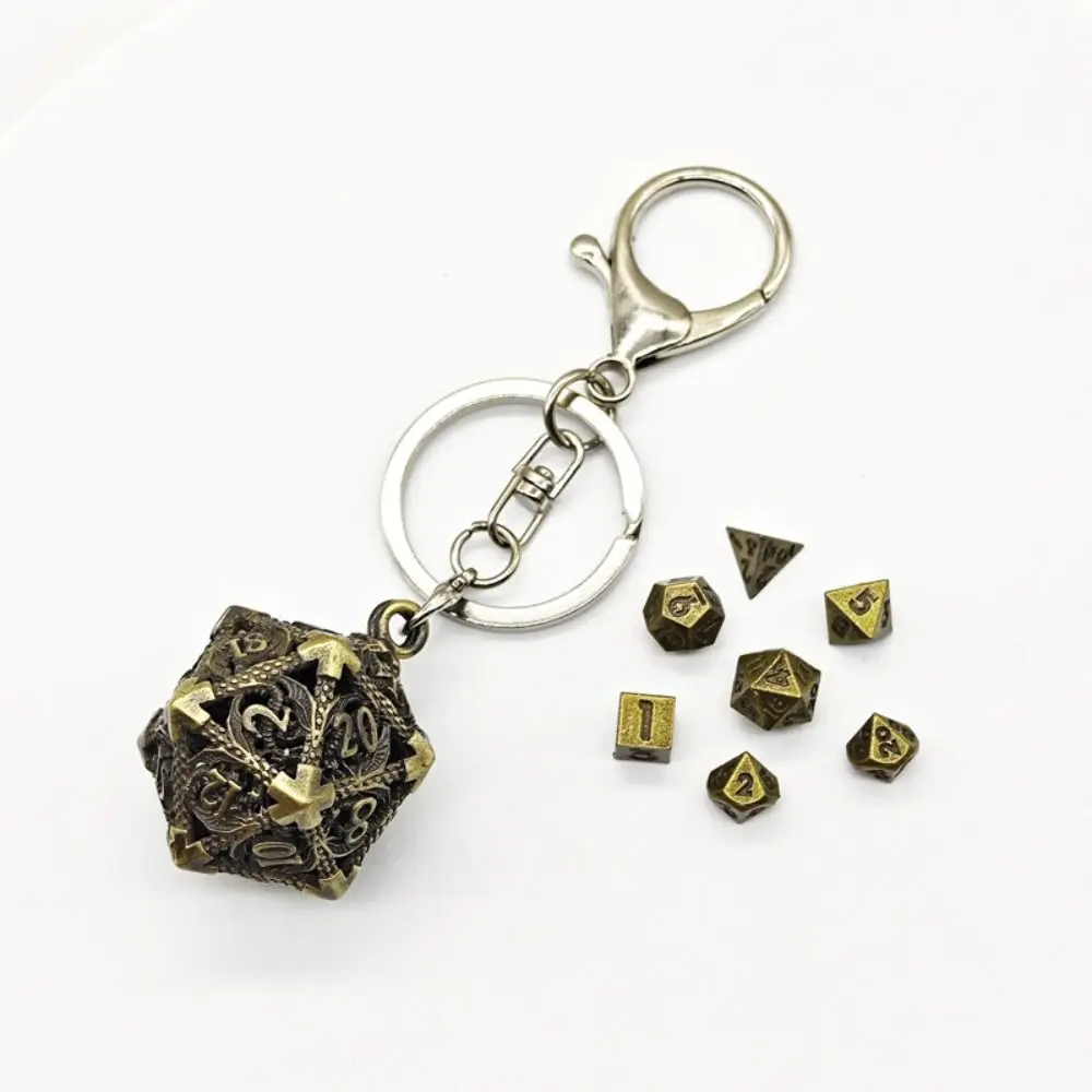 Фото Набор из 20-гранных полых металлических кубиков-брелоков для TRPG/DND, изысканный мини-брелок в виде многогранного кубика №5