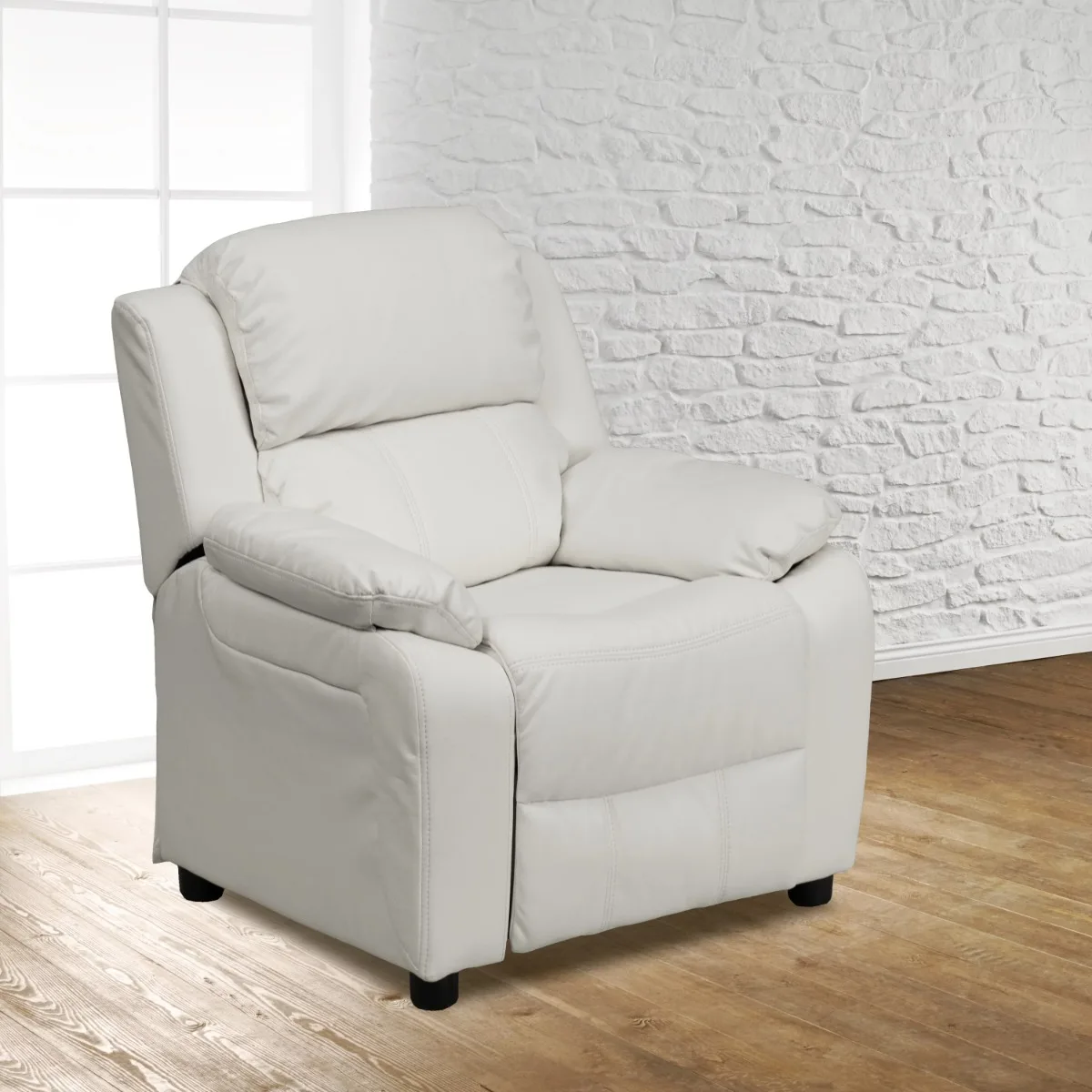 

Роскошное мягкое современное белое виниловое детское кресло с подлокотниками для хранения