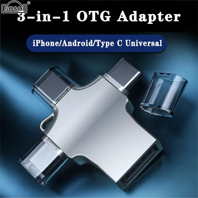 3 In 1 OTG Adapter Lighting Type C Micro Usb To Usb 3.0 Converter Plug Android Data Transfer Adapter Type C Otg Connector 1