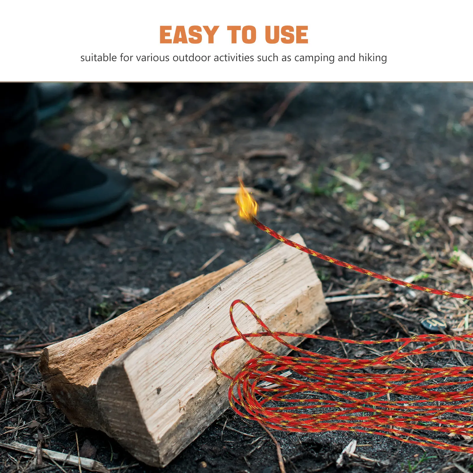 Фото Вощеная вспыхивающая ветрозащитная веревка 750 см для розжига огня: для кемпинга, походов, барбекю, выживания, активного отдыха. Стабильное и легкое розжигание, водонепроницаемость. №4