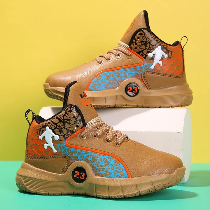 

Детские кроссовки для мальчиков, повседневная кожаная обувь для бега, Баскетбольная обувь, Осень-зима 2021