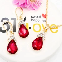 vintage teardrop rhinestone women jewelry set necklace hook earrings pendants new