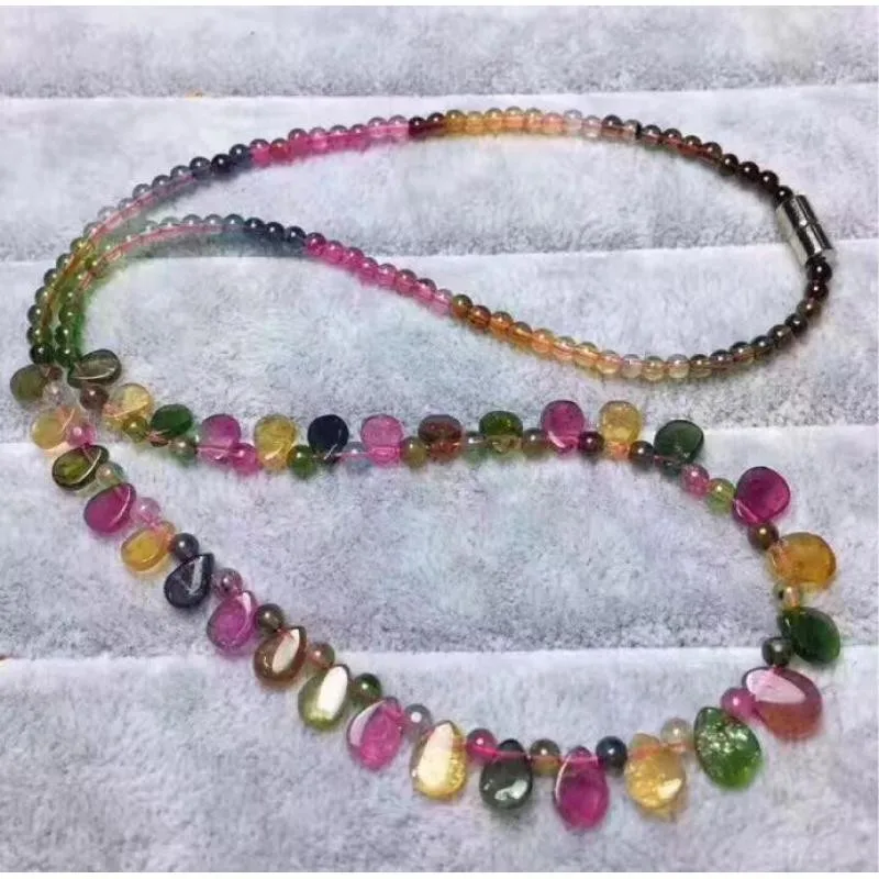 

Wholesale RongDe Tourmaline Natural Stone Necklace With Raindrop Pendant Princess Necklace For Women Birthday Gift Jewelry