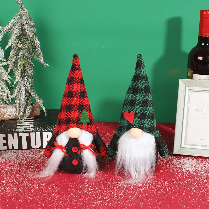 

Christmas Plaid Hat Figure Plaid Buffalo Check Nisse Figurine Plush Swedish Nordic Tomte Scandinavian Elf XMas Holiday