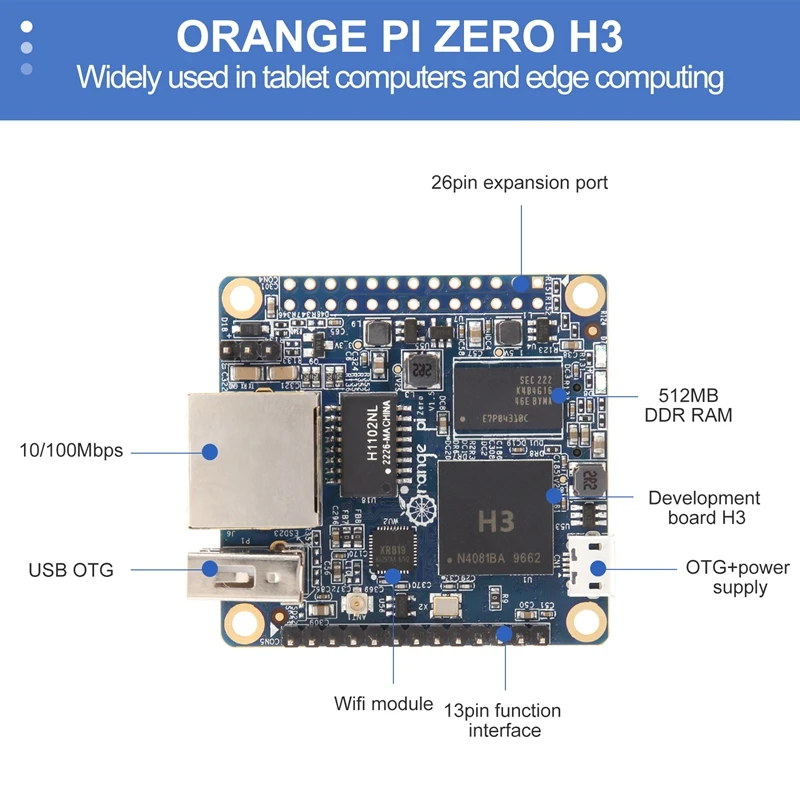 Для четырехъядерной макетной платы Orange Pi Zero LTS 512 МБ H3 одноплатный компьютер с