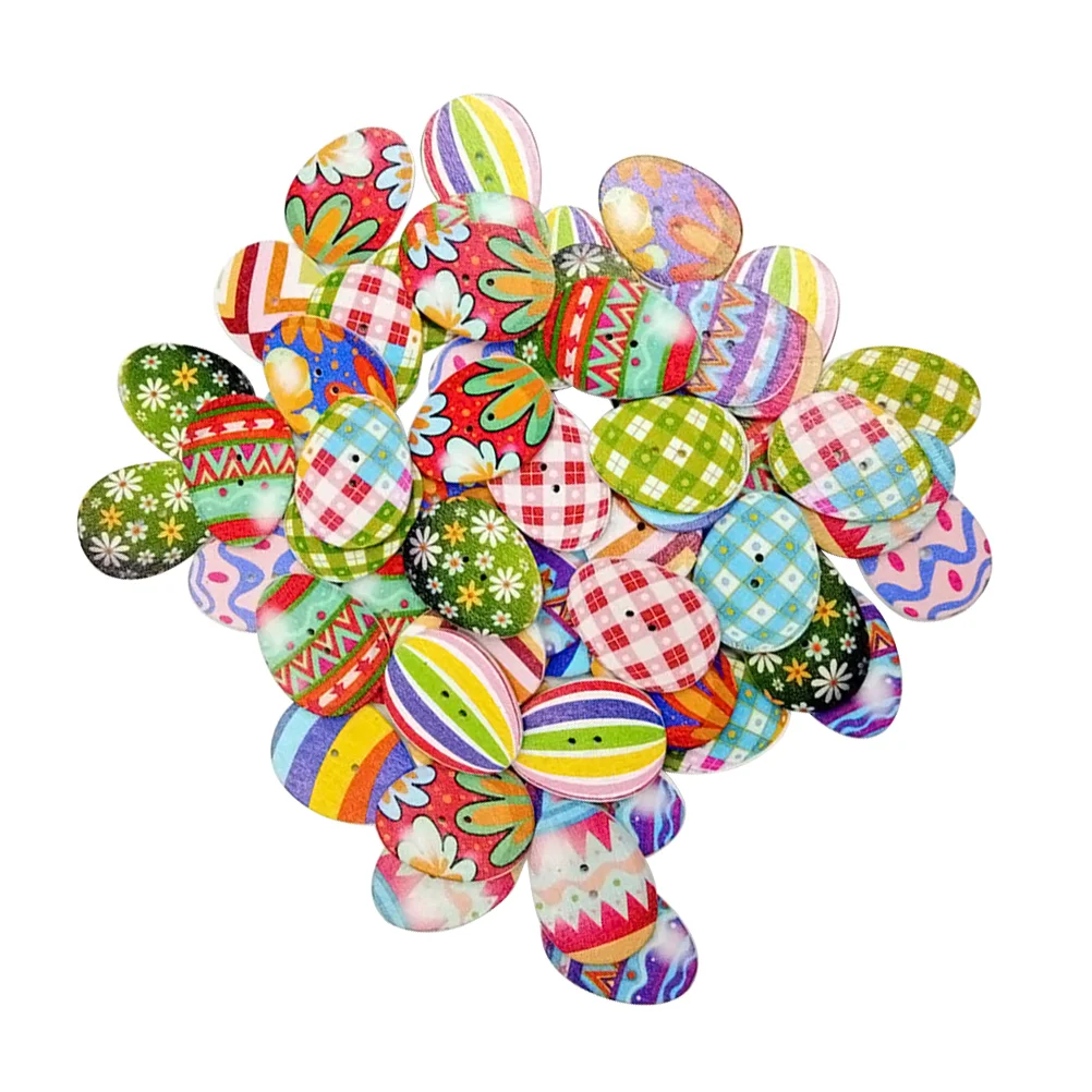 

Easter Button Buttonsegg Wooden Sewing Colorful Wood Assorted Accessory Festival Bulk Bottons Bottoms Eggs Diy