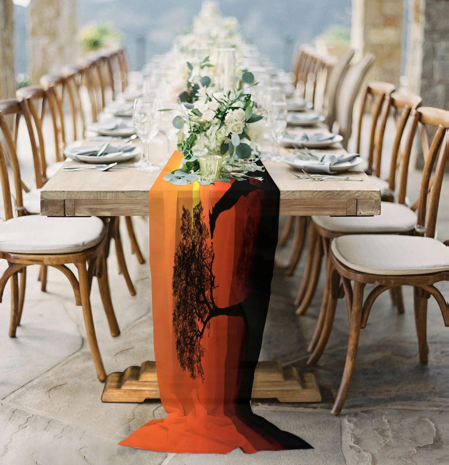 

Giraffe Sunset Sky Sheer Chiffon Table Runner Wedding Party Birthday Luxury Voile Tablecloth Home Decoration