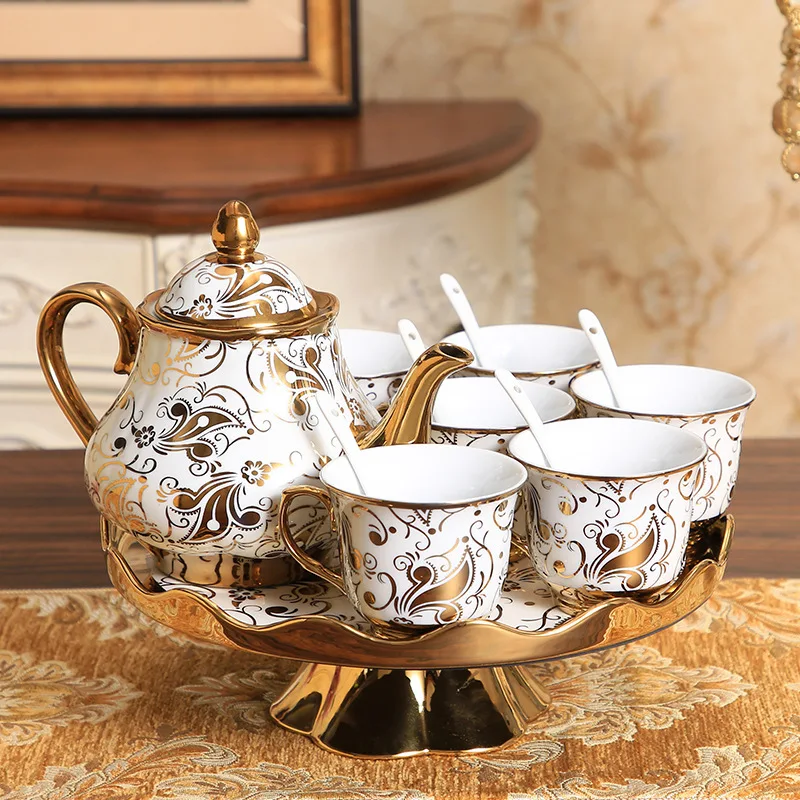 

decoration wedding European rotatable with tray ceramic English afternoon teapot teacup tea set high grade coffee cup