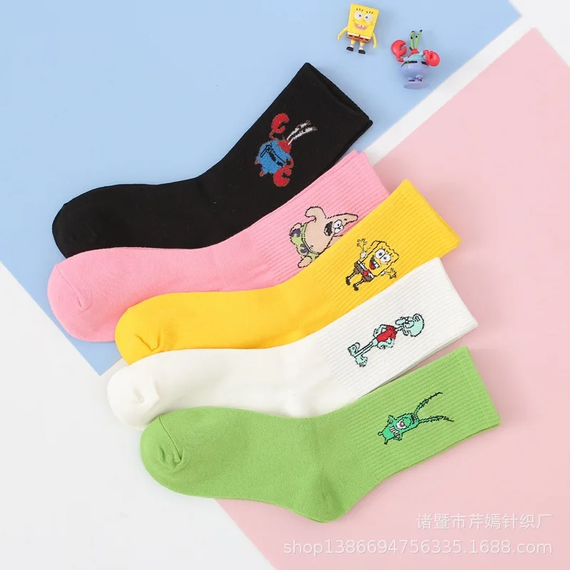

Kawaii Bob Esponja Socks Female Women Hose Pineapple House Spongebob Stocking Korea Cute Cartoon Socks Spring Summer Comfortable