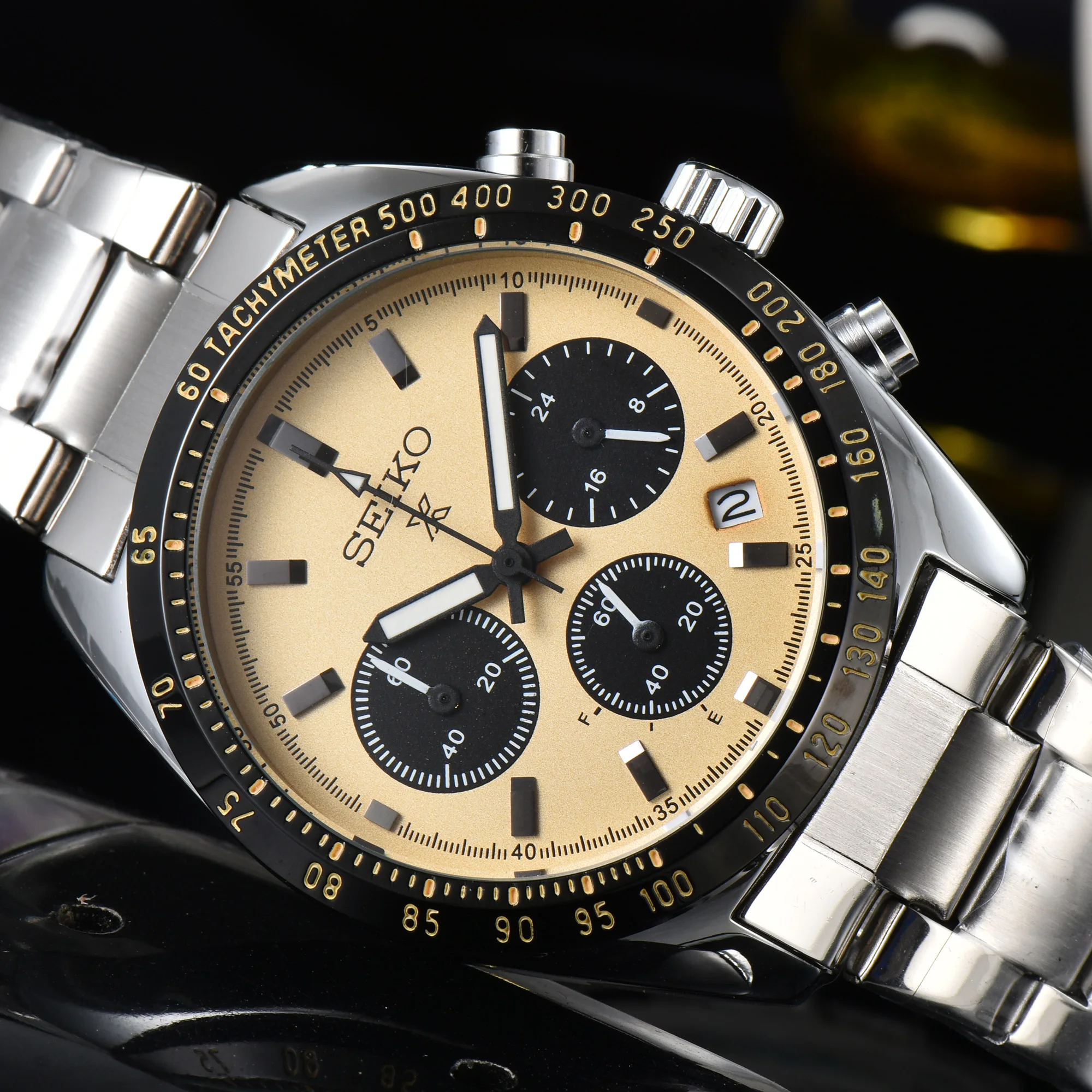 Продажа Часы наручные Seiko мужские с пандой, многофункциональные Роскошные модные деловые, с тремя отверстиями