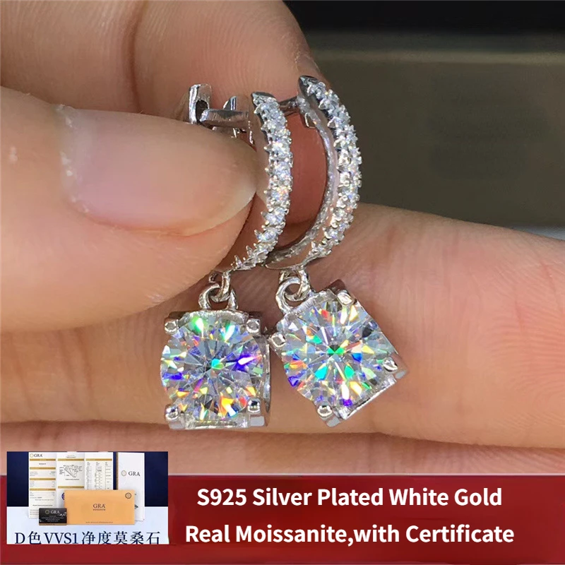 

Серьги-подвески женские из серебра 925 пробы с муассанитом