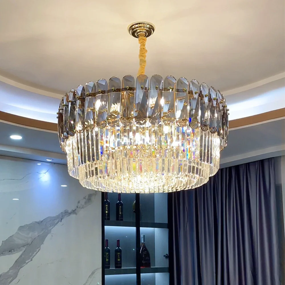 

Modern Luxury E14 Led Pendant Lights Gold Steel Body Lustre K9 Crystals Pendant Lamp Living Room Home Deco Led Hanging Lamp