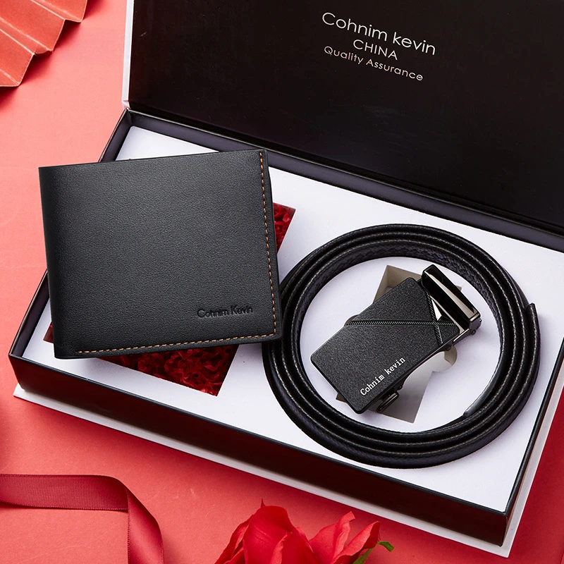 Мужской дизайнерский кошелек с ремнем и автоматической пряжкой набор кошельков